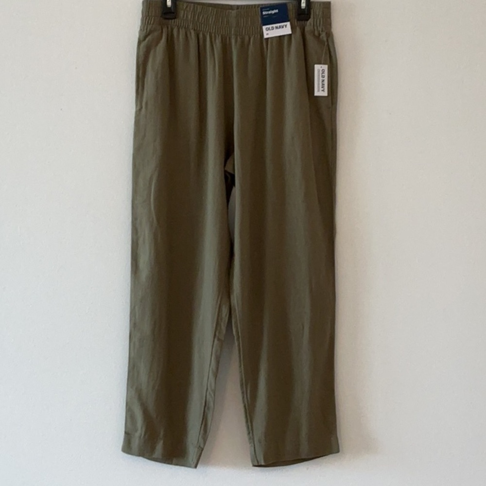 Old Navy Linen (stretch) Khaki Green. NWT Sz M
